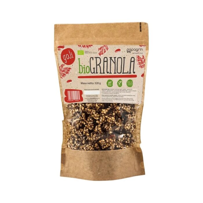 GRANOLA Z GOJI BEZ DODATKU CUKRÓW BEZGLUTENOWA BIO 320 g - PAPAGRIN - obrazek 2