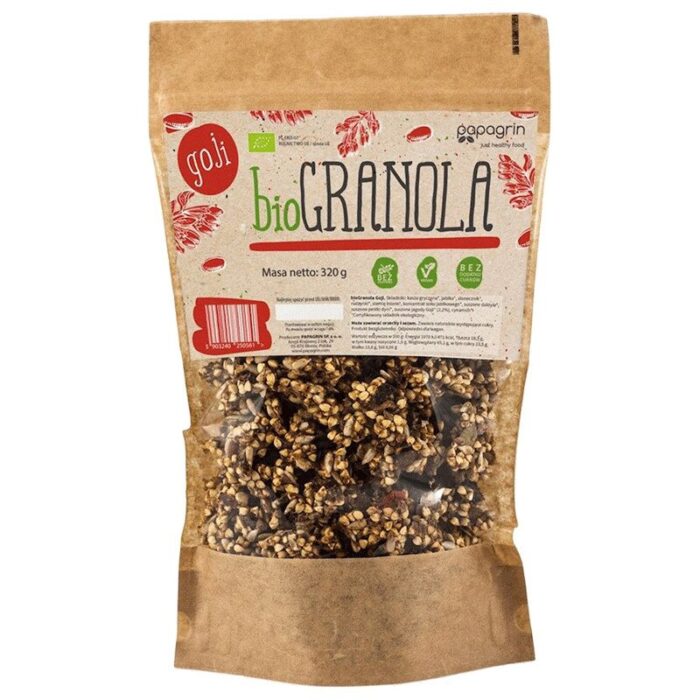 GRANOLA Z GOJI BEZ DODATKU CUKRÓW BEZGLUTENOWA BIO 320 g - PAPAGRIN - obrazek 1