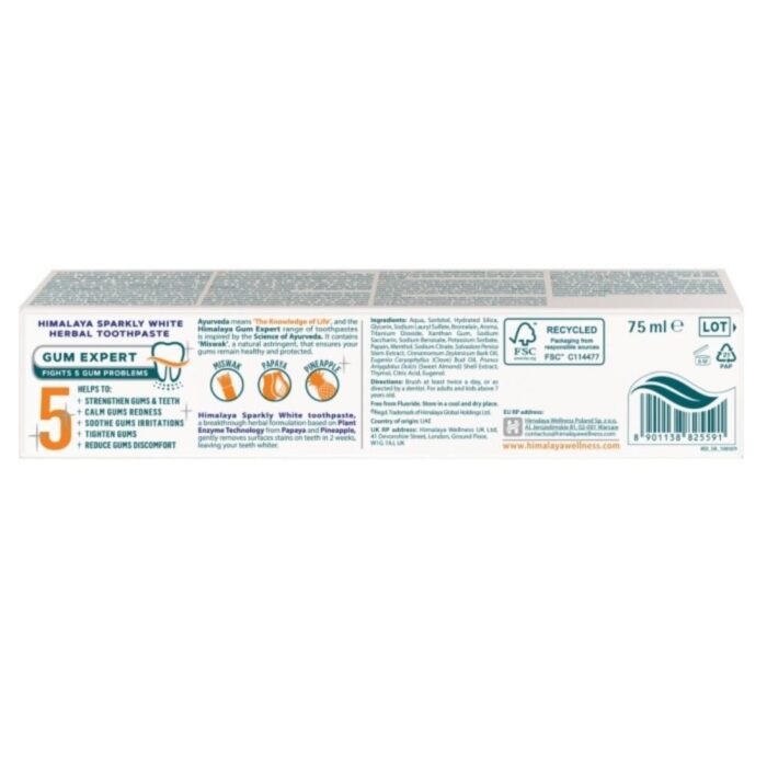 Himalaya Sparkly White Wybielająca pasta do zębów - 75 ml - obrazek 4