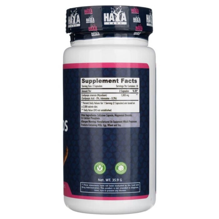 Haya Labs Kordyceps 500 mg - 60 kapsułek - obrazek 2