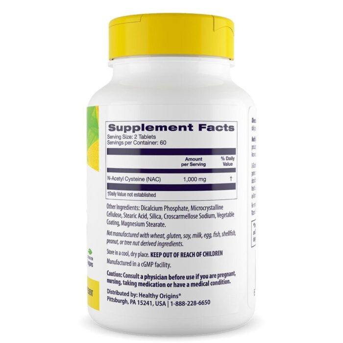 Healthy Origins NAC (N-acetylocysteina) 1000 mg - 120 tabletek - obrazek 2