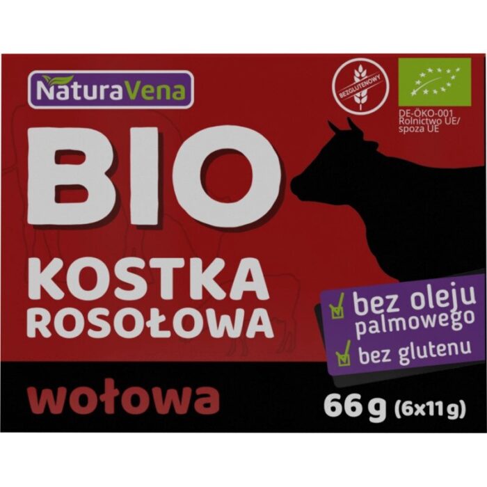 BULION - KOSTKI WOŁOWE BEZGLUTENOWE BIO (6 x 11 g) 66 g - NATURAVENA - obrazek 1