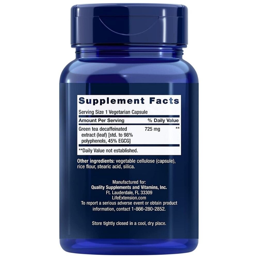 le0020-2-1.jpg Life Extension Ekstrakt z zielonej herbaty, bezkofeinowy - 100 kapsułek - obrazek 2