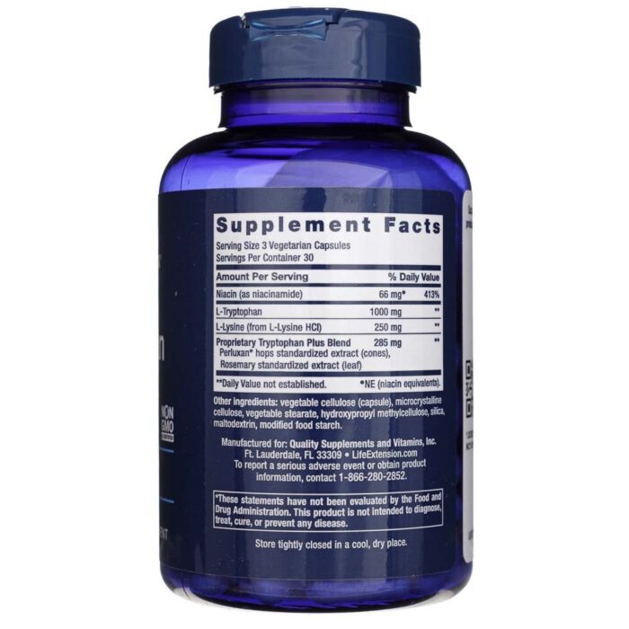 Life Extension Optymalizowany Tryptofan Plus - 90 kapsułek - obrazek 2