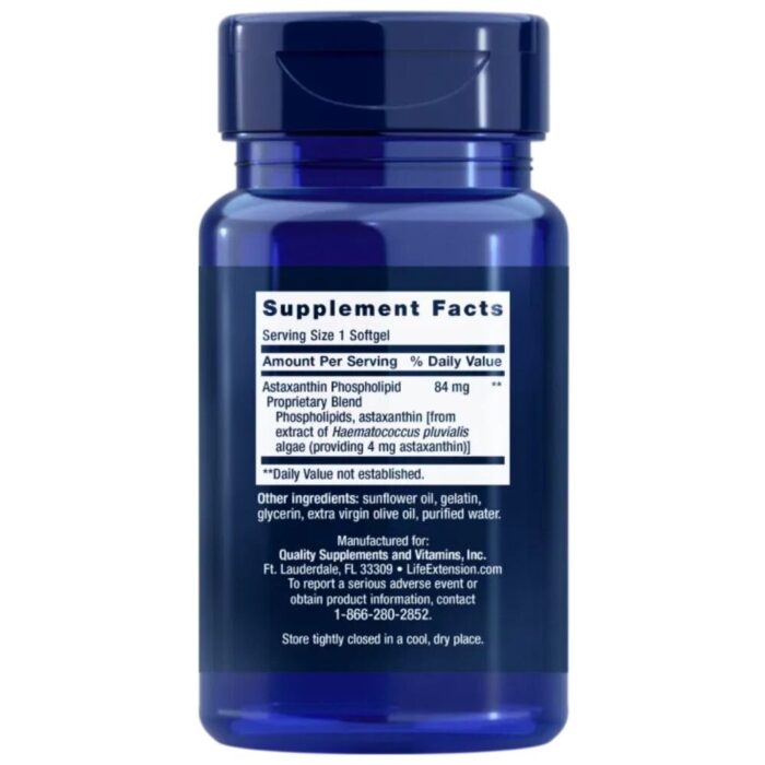 Life Extension Astaksantyna z fosfolipidami 4 mg - 30 kapsułek - obrazek 2