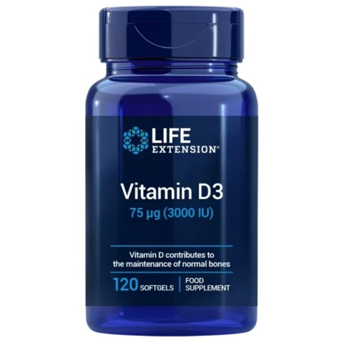 Life Extension Witamina D3 3000 IU - 120 kapsułek żelowych - obrazek 1