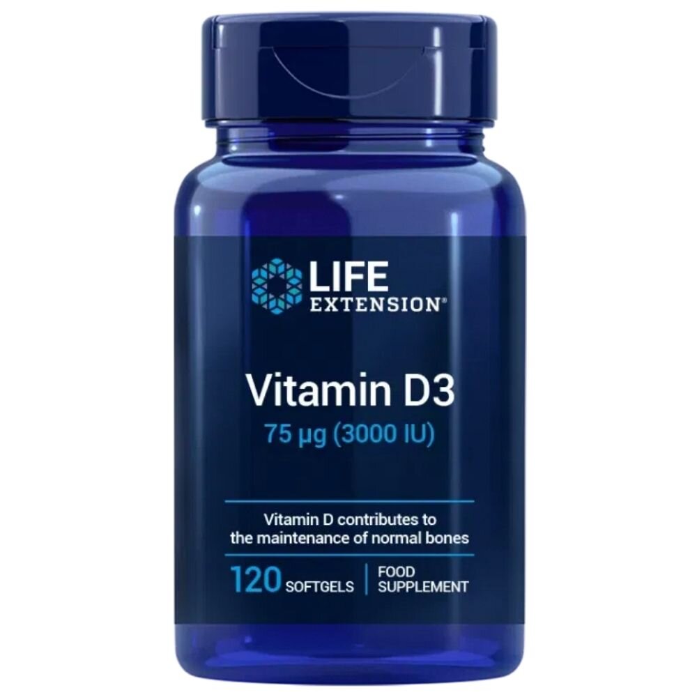 le02010eu-1-1.jpg Life Extension Witamina D3 3000 IU - 120 kapsułek żelowych - obrazek 1