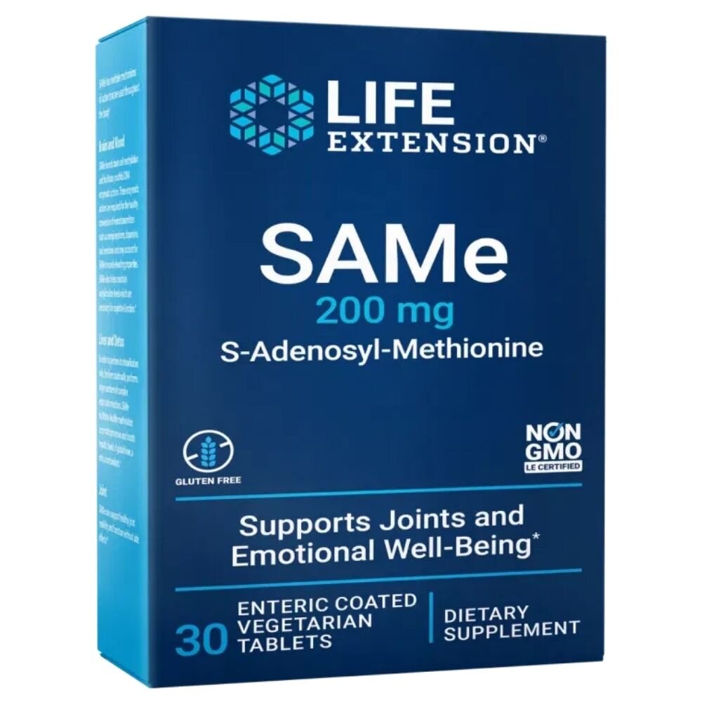le02175-1-1.jpg Life Extension SAMe S-Adenozylo L-Metionina 200 mg - 30 tabletek - obrazek 1