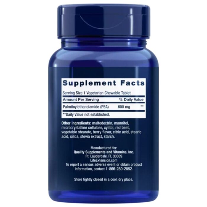 Life Extension Discomfort Relief PEA, jagoda - 60 tabletek do ssania - obrazek 2