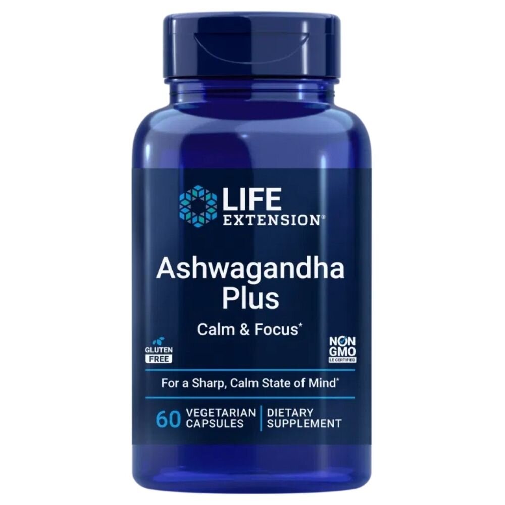 le02519-1-1.jpg Life Extension Ashwagandha Plus Calm & Focus - 60 kapsułek - obrazek 1