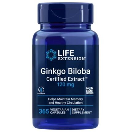 Life Extension Ginkgo Biloba (Miłorząb japoński) 120 mg - 365 kapsułek