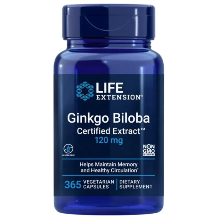 Life Extension Ginkgo Biloba (Miłorząb japoński) 120 mg - 365 kapsułek - obrazek 1