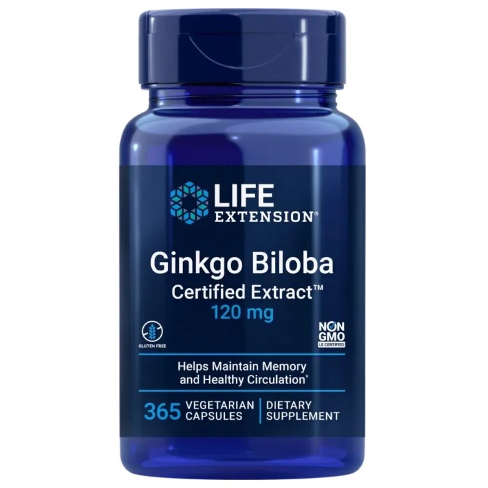 le0290-1-1.jpg Life Extension Ginkgo Biloba (Miłorząb japoński) 120 mg - 365 kapsułek - obrazek 1