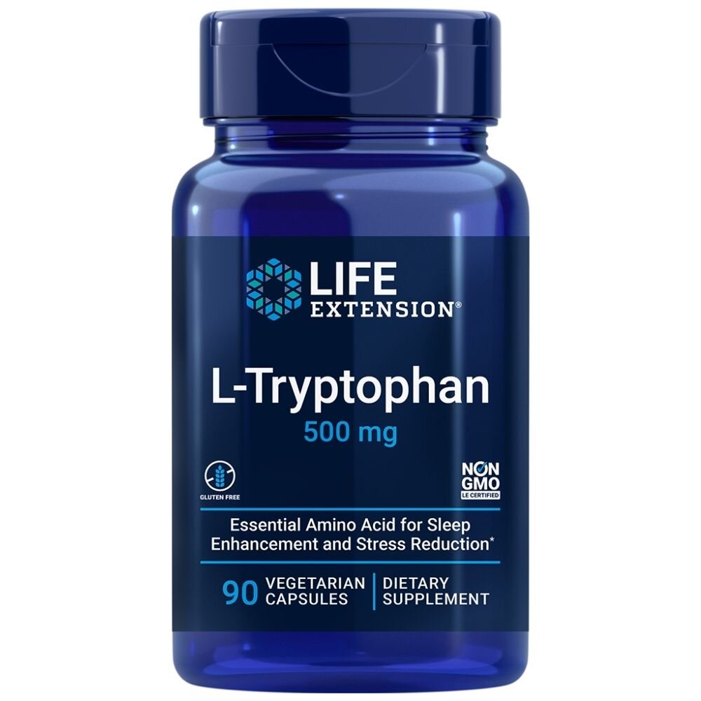 le0380-1-1.jpg Life Extension L-Tryptofan 500 mg - 90 kapsułek - obrazek 1