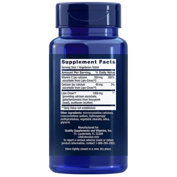 Life Extension Witamina C, 24-godzinna formuła liposomalna - 60 kapsułek - obrazek 2