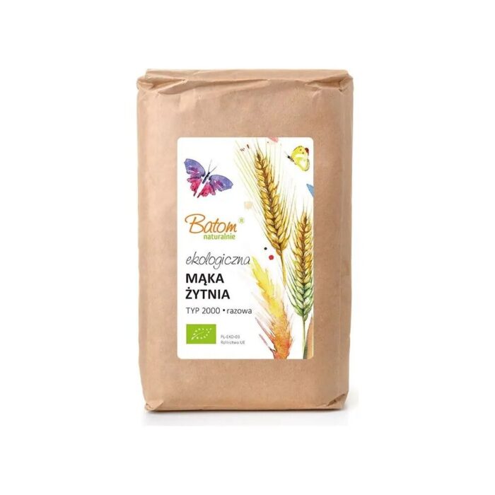 Mąka żytnia TYP 2000 grubomielona razowa 1kg BATOM BIO - obrazek 3