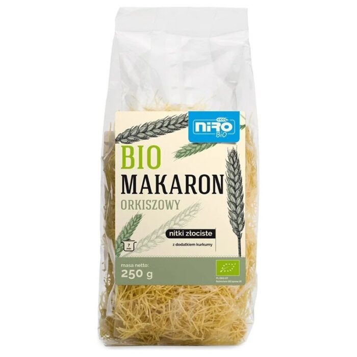 MAKARON (ORKISZOWY Z KURKUMĄ) NITKI ZŁOCISTE BIO 250 g - NIRO - obrazek 1