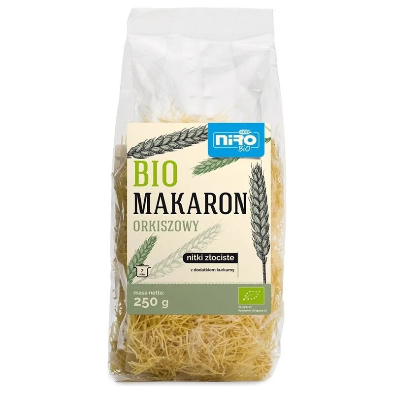 makaron-zlocisty-orkiszowy-nitki-250gnirobio-2.jpg MAKARON (ORKISZOWY Z KURKUMĄ) NITKI ZŁOCISTE BIO 250 g - NIRO - obrazek 1