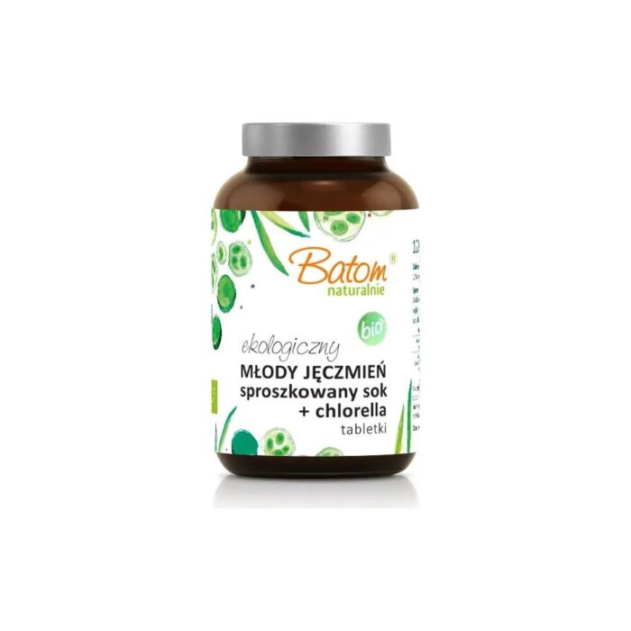 SOK Z MŁODEGO JĘCZMIENIA SPROSZKOWANY + CHLORELLA BIO 240 TABLETEK - BATOM - obrazek 2