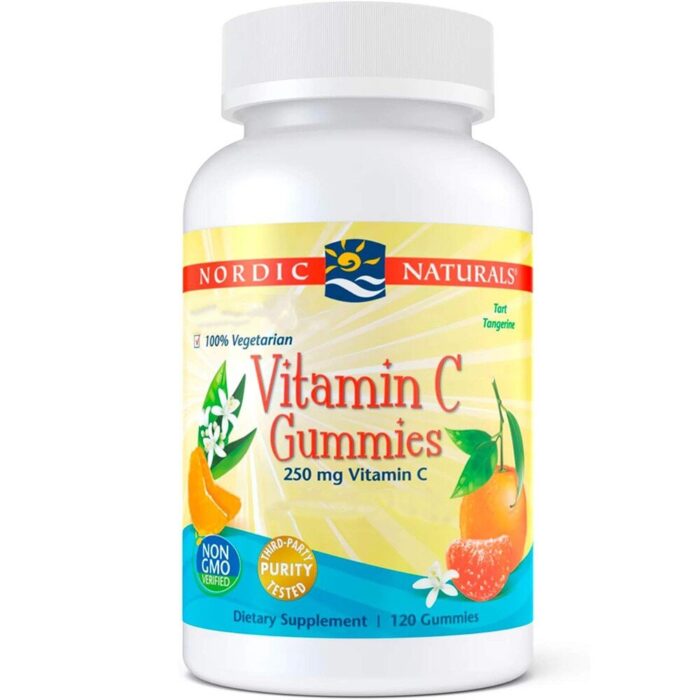 Nordic Naturals Witamina C 250 mg dla dzieci, mandarynkowa - 120 żelek - obrazek 1