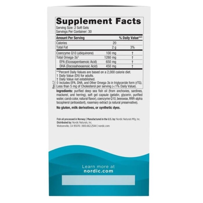 Nordic Naturals Ultimate Omega + Coq10, cytryna - 120 kapsułek - obrazek 2
