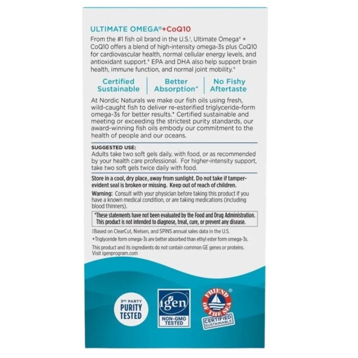 Nordic Naturals Ultimate Omega + Coq10, cytryna - 120 kapsułek - obrazek 4