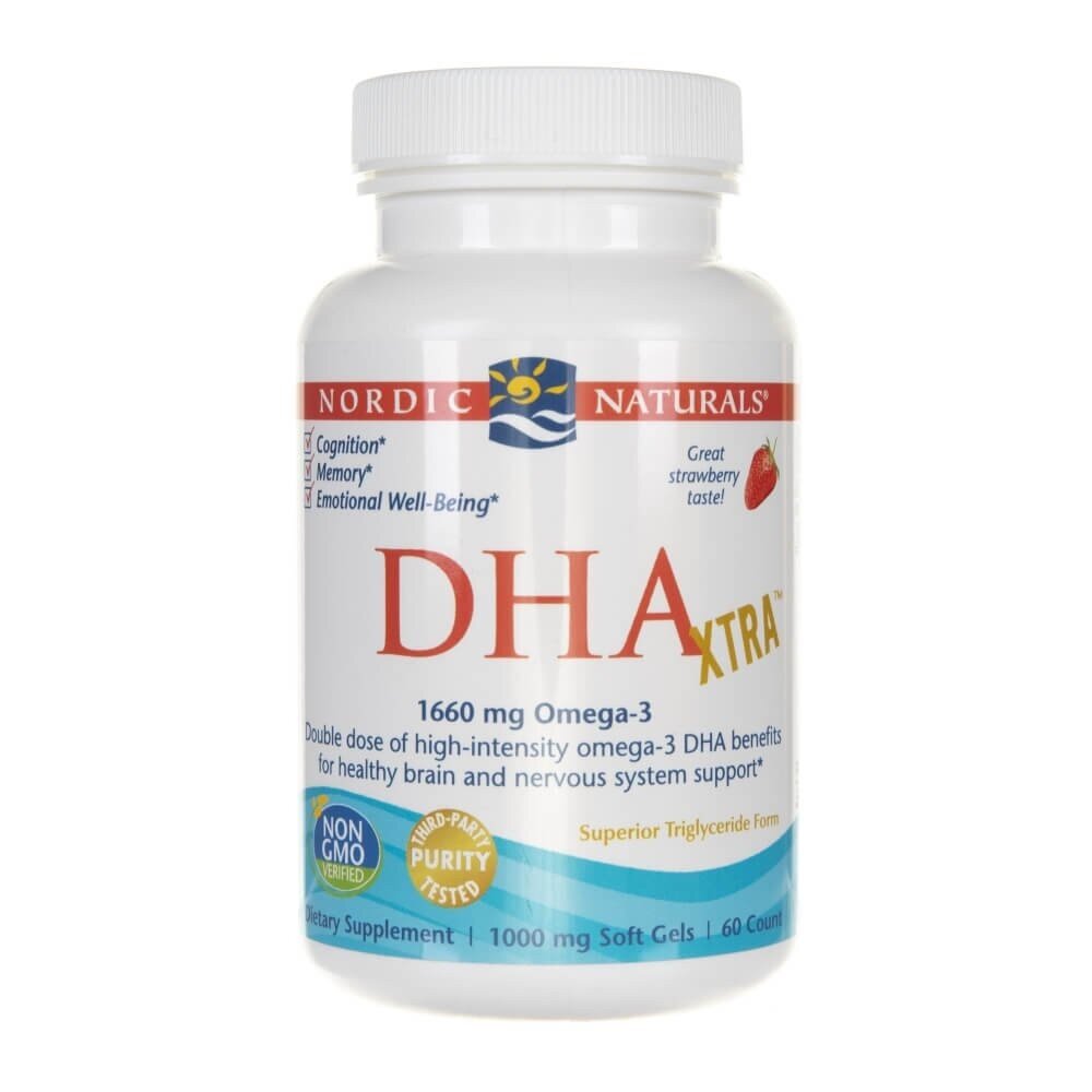 nn01745-1-1.jpg Nordic Naturals DHA Xtra 1660 mg smak truskawkowy - 60 kapsułek - obrazek 1