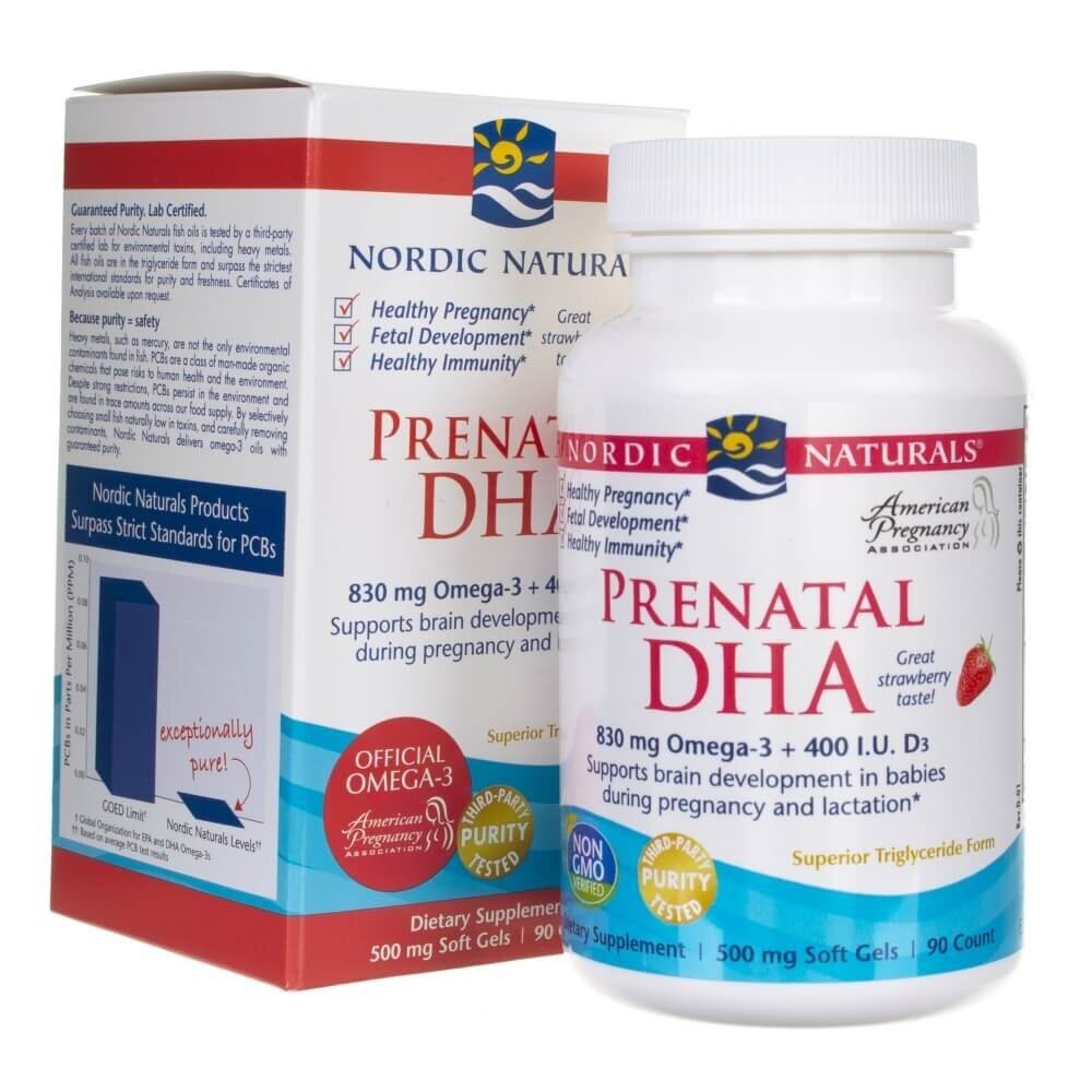 nn017537-1-1-1.jpg Nordic Naturals Prenatal DHA 830 mg smak truskawkowy - 90 kapsułek - obrazek 1