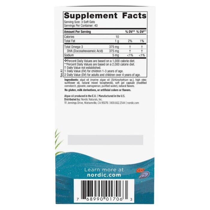 Nordic Naturals Children's DHA Vegetarian - 120 mini kapsułek - obrazek 2
