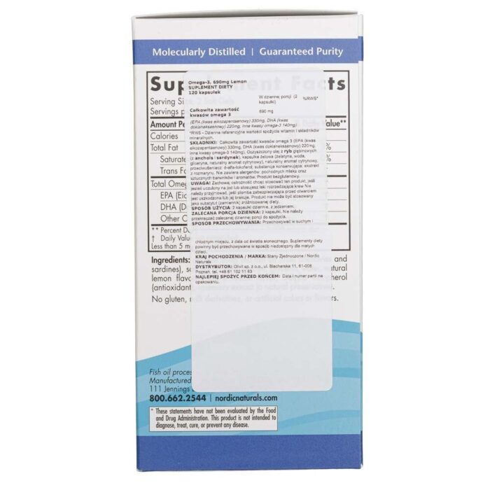 Nordic Naturals Omega-3 690 mg smak cytrynowy - 120 kapsułek - obrazek 6