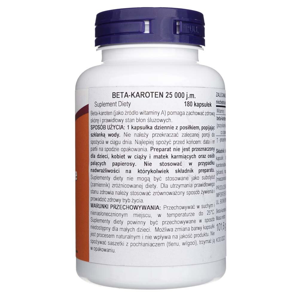 now0322-2-1.jpg Now Foods Beta Karoten 25 000 j.m. - 180 kapsułek - obrazek 2