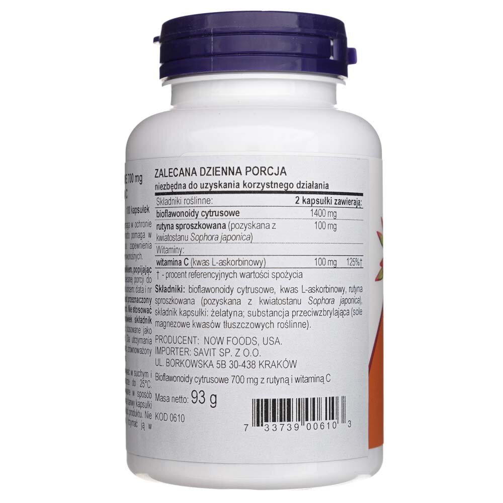 now0610-3-1.jpg Now Foods Bioflawonoidy Cytrusowe 700 mg - 100 kapsułek - obrazek 3