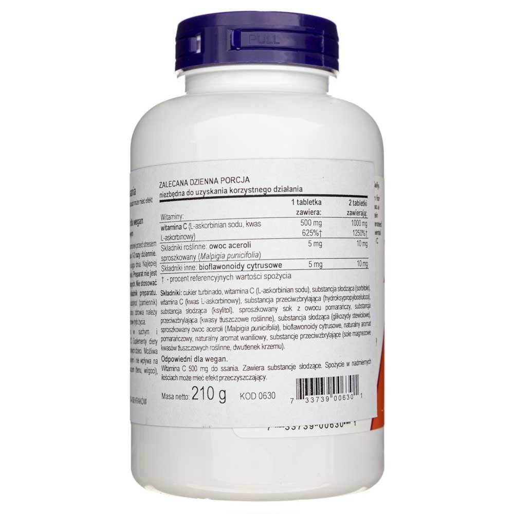 now0630c-2-1.jpg Now Foods Witamina C-500 pomarańczowa - 100 pastylek - obrazek 2