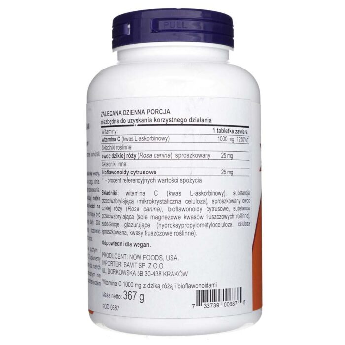 Now Foods Witamina C-1000 z bioflawonoidami - 250 tabletek - obrazek 3