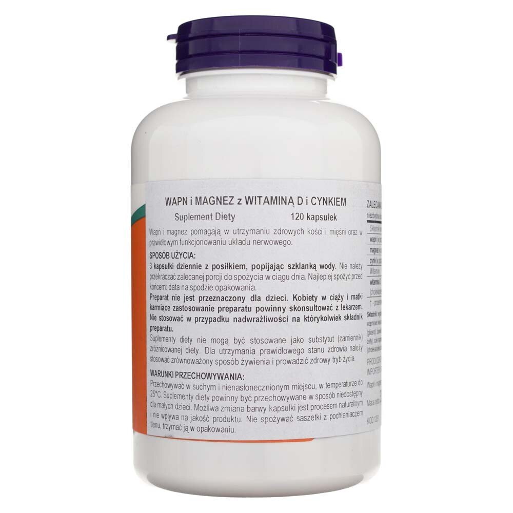 now1251-3-1-1.jpg Now Foods Calcium & Magnesium - 120 kapsułek - obrazek 3