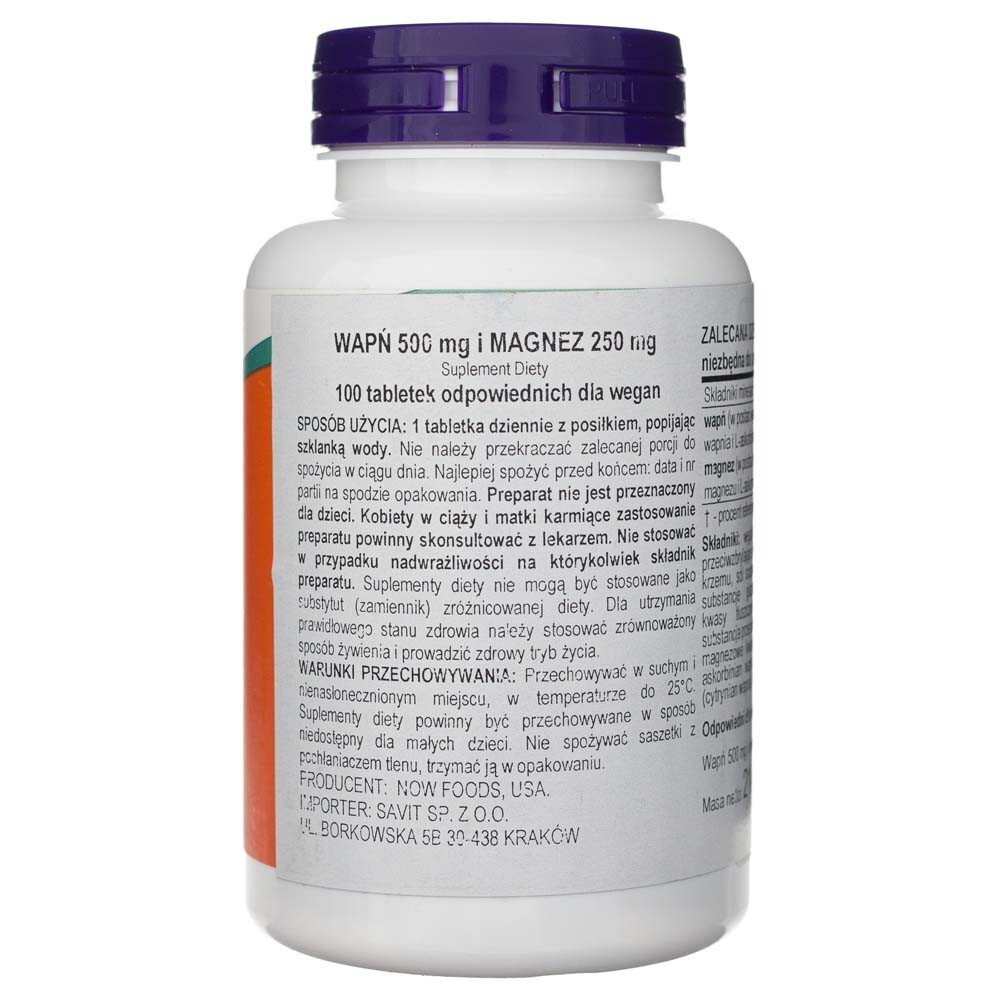 now1270-2-1-1.jpg Now Foods Calcium & Magnesium - 100 tabletek - obrazek 2