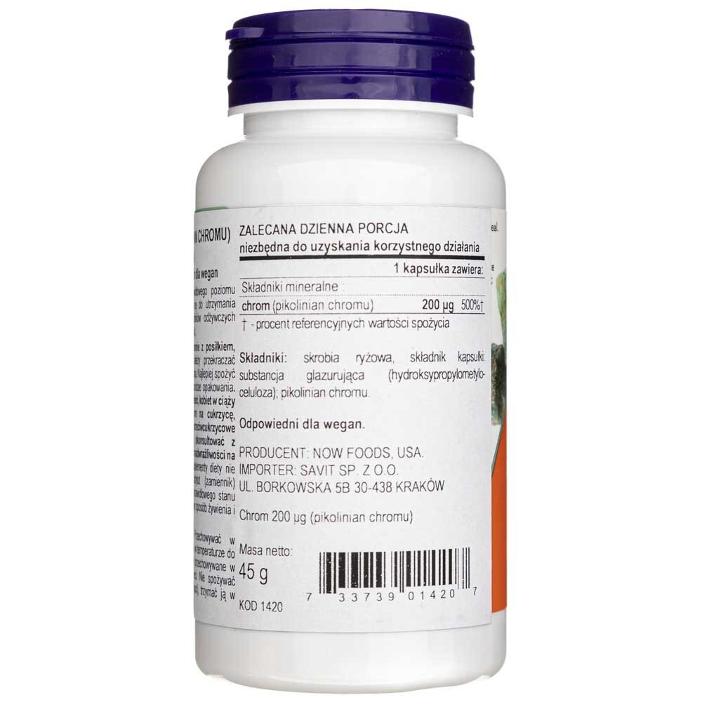 now1420-3-1-1.jpg Now Foods Chrom (pikolinian chromu) 200 mcg - 100 kapsułek - obrazek 3