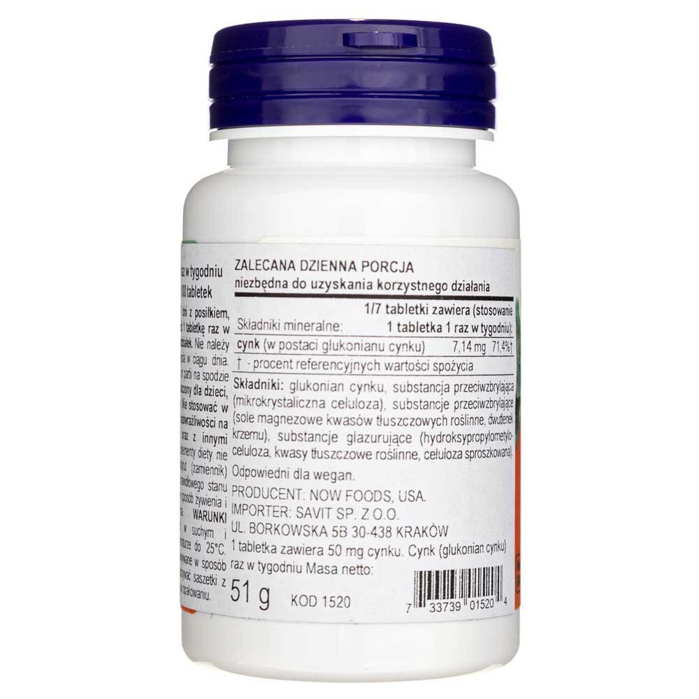 now1520-3-1-1.jpg Now Foods Zinc (Cynk) 50 mg - 100 tabletek - obrazek 3