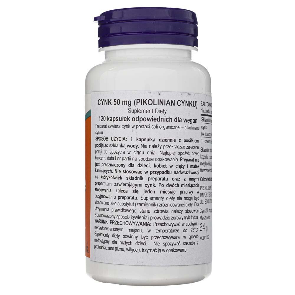 now15522-2-1-1.jpg Now Foods Zinc Picolinate (pikolinian cynku) 50 mg - 120 kapsułek - obrazek 2