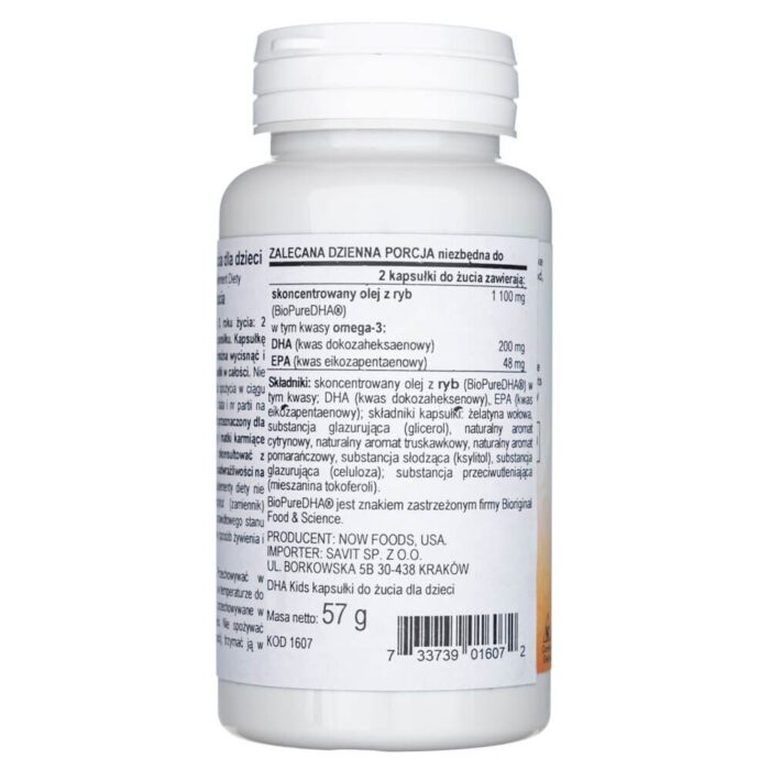 Now Foods DHA 100 mg dla dzieci - 60 kapsułek - obrazek 3