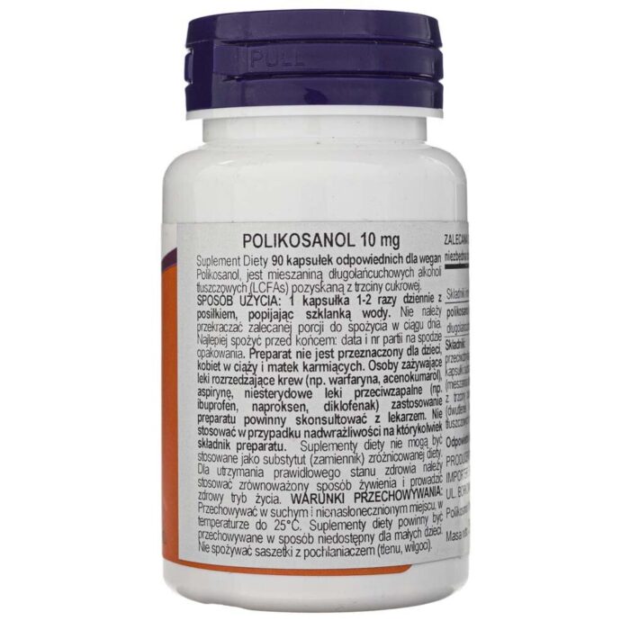 Now Foods Policosanol 10 mg - 90 tabletek - obrazek 2