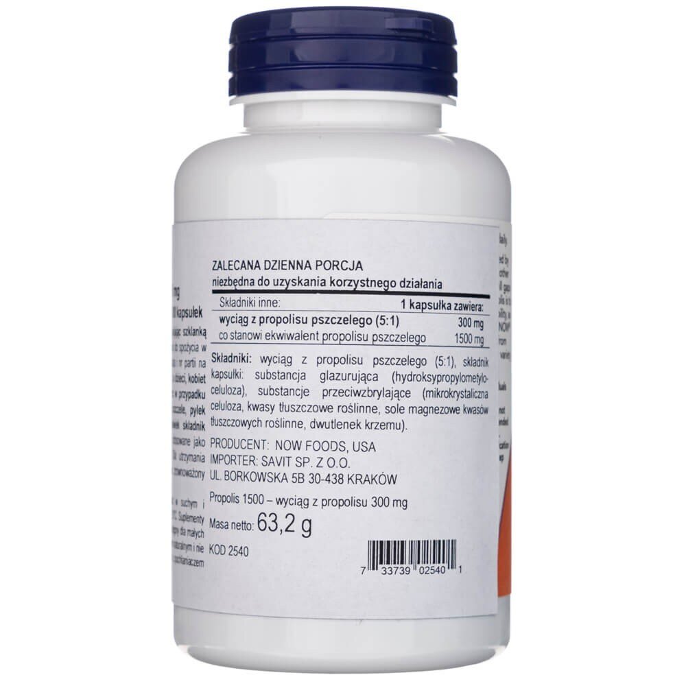 now2540-3-1.jpg Now Foods Propolis 1500 5:1 Ekstrakt - 100 kapsułek - obrazek 3