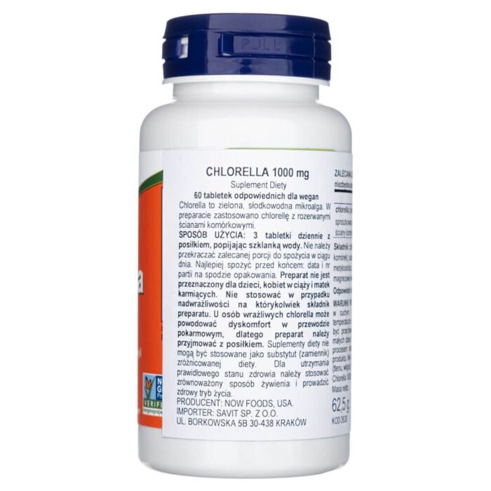 Now Foods Chlorella 1000 mg - 60 tabletek - obrazek 2