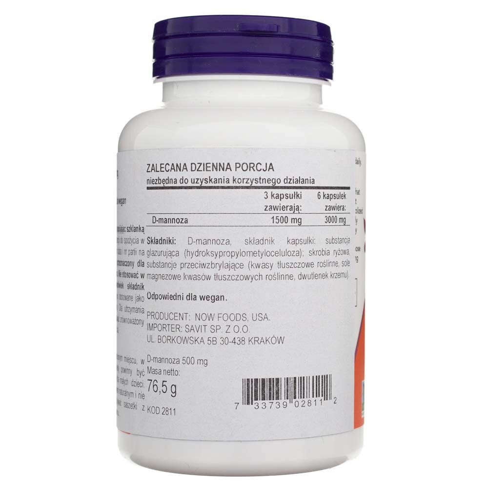now2811-2-1-1.jpg Now Foods D-Mannoza 500 mg - 120 kapsułek - obrazek 2