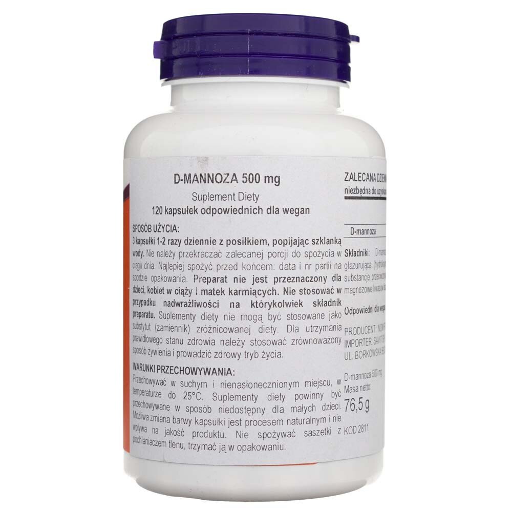 now2811-3-1-1.jpg Now Foods D-Mannoza 500 mg - 120 kapsułek - obrazek 3