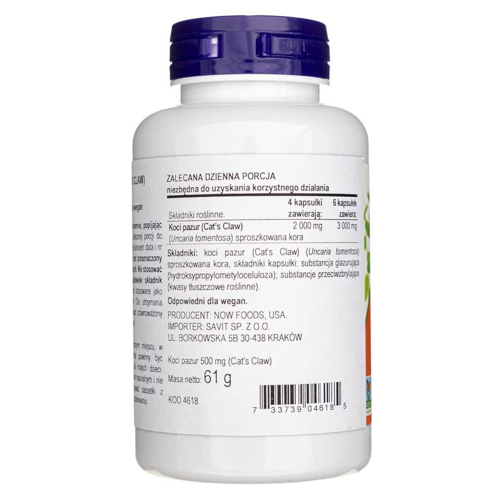 now4618b-3-1-1.jpg Now Foods Koci Pazur (Cat's Claw) 500 mg - 100 kapsułek - obrazek 3