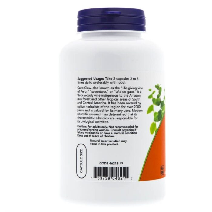 Now Foods Koci Pazur (Cat's Claw) 500 mg - 250 kapsułek - obrazek 3