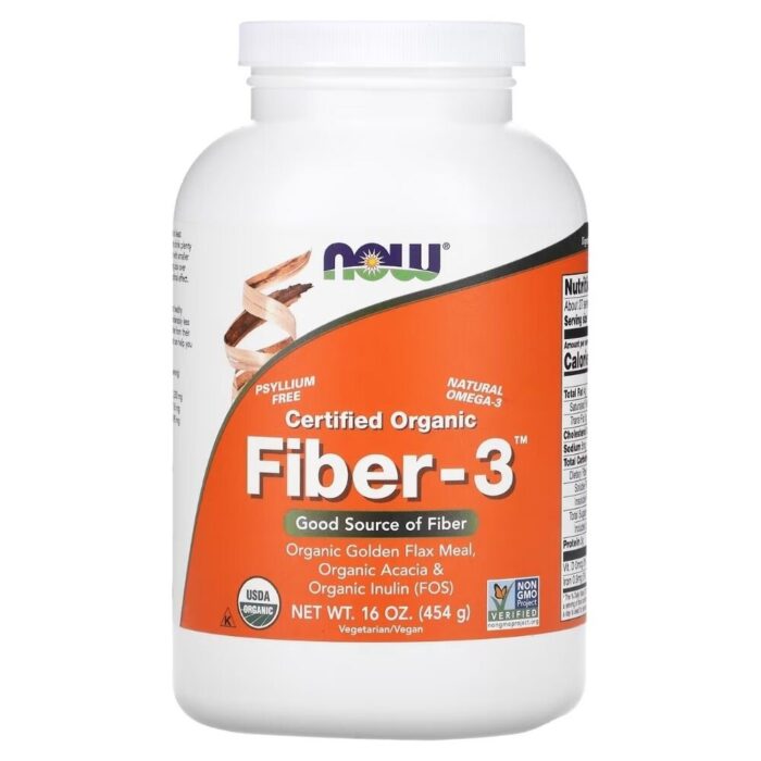 Now Foods Fiber-3, Błonnik pokarmowy w proszku - 454 g - obrazek 1