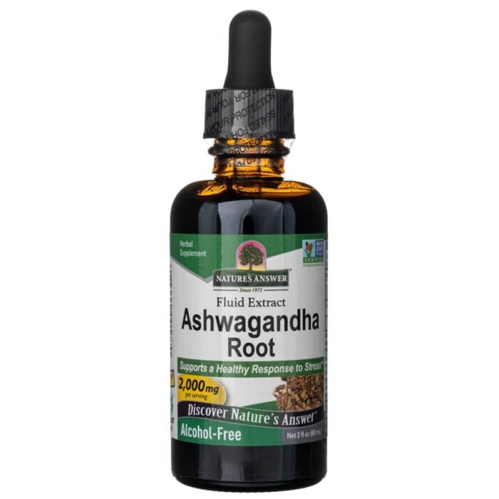 Nature's Answer Ashwagandha, płynny ekstrakt, bez alkoholu 2000 mg - 30 ml - obrazek 1
