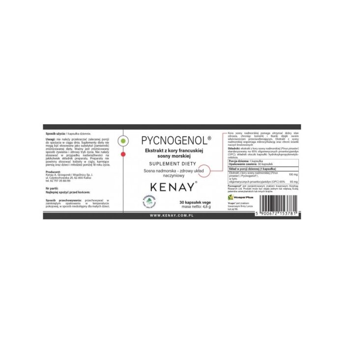 Pycnogenol® Ekstrakt z kory francuskiej sosny morskiej (30 kapsułek) - obrazek 2